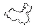 Black vector drawing Map of China. Vector Illustration. Royalty Free Stock Photo