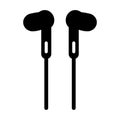 black vector earphones icon on white background Royalty Free Stock Photo