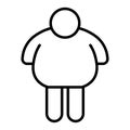 black vector fat man icon on white background