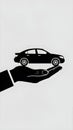 Black Vector Graphic of Car in Hand on White Background Royalty Free Stock Photo