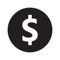 Black vector icon, money symbol, money dollar symbol Royalty Free Stock Photo