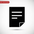 Black vector icon representing a document on a white background Royalty Free Stock Photo