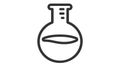 A black vector icon of a round-bottom flask with bubbling liquid.