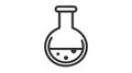 A black vector icon of a round-bottom flask with bubbling liquid.