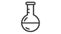 A black vector icon of a round-bottom flask with bubbling liquid.