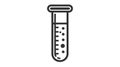 A black vector icon of a test tube, filled with a liquid and marked with a scale.