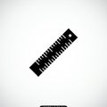 Black vector illustration of a ruler in a minimalistic design on a plain white background. Royalty Free Stock Photo