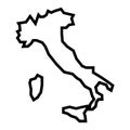 black vector italy outline map on white background