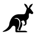 black vector kangaroo icon on white background Royalty Free Stock Photo