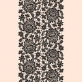 Black Vector Lace. Horizontal Seamless Pattern.