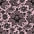 Black Vector Lace. Seamless Pattern. Royalty Free Stock Photo