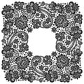 Black Vector Lace. Square Frame. Royalty Free Stock Photo