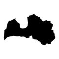 black vector latvia map on white background