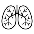 black vector lungs icon on white background Royalty Free Stock Photo