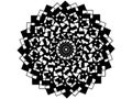 Black vector mandala on white background for cutout. Doodle mandala decor element. Mosaic stamp template. Royalty Free Stock Photo