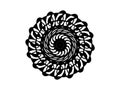 Black vector mandala on white background. Magic mandala decor element. Round stamp template. Royalty Free Stock Photo