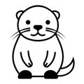 black vector otter icon on white background