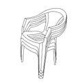 Black Vector outline illustration of stack of chairs isolated on a white background Royalty Free Stock Photo