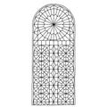 Black Vector outline illustration of a stained glass window isolated on a white background Royalty Free Stock Photo