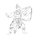 Simple Black Vector Outline Sketch, Remo Traditional Dancer, From East Java Indonesia Royalty Free Stock Photo