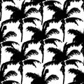 Black vector palm trees. Hand drawn seamless pattern. Summer  tropical palm tree leaves seamless pattern. Abstract nature Royalty Free Stock Photo