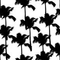 Black vector palm trees. Hand drawn seamless pattern. Summer tropical palm tree leaves seamless pattern. Abstract nature Royalty Free Stock Photo