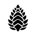 black vector pine cone icon on white background Royalty Free Stock Photo