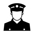 black vector policeman icon on white background