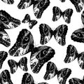 Black vector retro butterfly seamless pattern Royalty Free Stock Photo