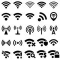 Black vector set wi-fi icons. wifi signal illustration sign collection. wireless symbol. Royalty Free Stock Photo