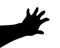 Black Vector Silhouette, Hand Gestures, Hand Signs Of The Five Fingers Reach or Pressed Something