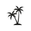 Black vector single palm tree silhouette icon. Royalty Free Stock Photo