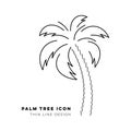 Black vector palm tree thin line icon