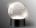 Black vector snow globe empty template isolated on transparent background. Christmas magic ball. Yellow glass ball dome with Royalty Free Stock Photo