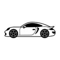 black vector sports car icon on white background Royalty Free Stock Photo