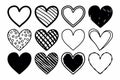 black vector-style heart designs arranged Royalty Free Stock Photo