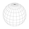 Black vector wireframe sphere isolated on white background