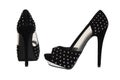 Black Velvet High Heel Shoes With Rhinestones Royalty Free Stock Photo