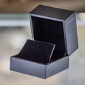 Black velvet jewelry box Royalty Free Stock Photo