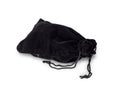 Black velvet pouch on the white background. Royalty Free Stock Photo