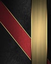 Black velvet texture with red ribbon. Element for design. Template for design. Royalty Free Stock Photo