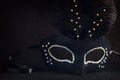 black venetian mask on glitter background Royalty Free Stock Photo