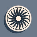 Black Ventilator symbol icon isolated on grey background. Ventilation sign. Long shadow style. Vector