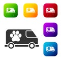 Black Veterinary ambulance icon isolated on white background. Veterinary clinic symbol. Set icons in color square Royalty Free Stock Photo