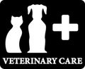 Black veterinary care icon with pets and cross