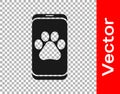 Black Veterinary clinic symbol icon isolated on transparent background. Cross hospital sign. A stylized paw print dog or