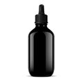 Black vial dropper cap. Medical, cosmetic product