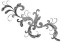 Black Victorian Embroidery Floral Ornament. Stitch texture fashion print patch flower Baroque design element vector