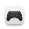 A black video game controller icon is centrally placed on a white, rounded square Royalty Free Stock Photo