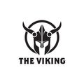 Black viking helmet logo design template